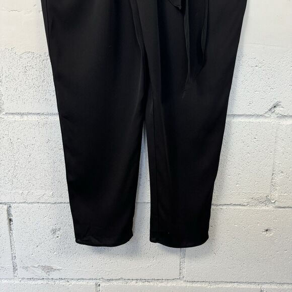 Milly Silk V Neck 3/4 Sleeve Pleated Belted Pant Jumpsuit Dressy Black Size 0 - Picture 6 of 16
